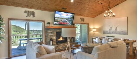Smart TV, fireplace, video games, ping pong