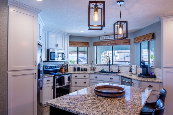 Microwave, oven, stovetop, dishwasher