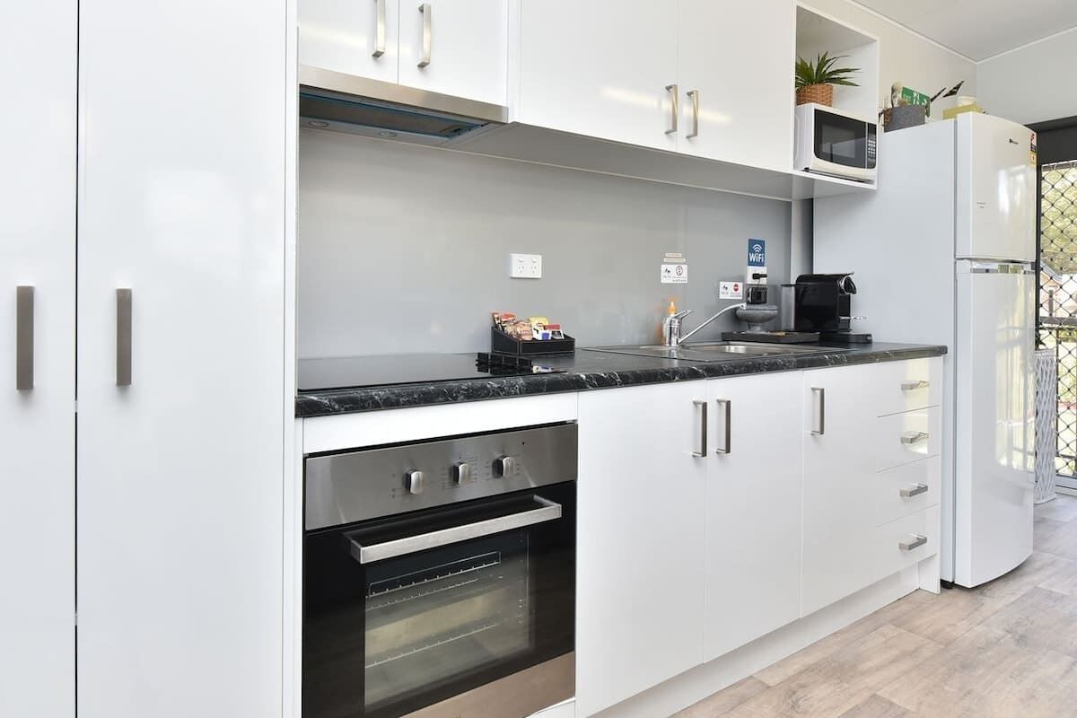 Coffee/tea maker, fridge, microwave, electric kettle