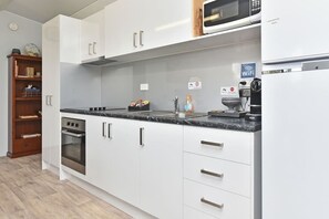 Coffee/tea maker, fridge, microwave, electric kettle