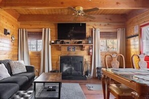 Fernseher, Kamin, Bücher