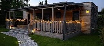 Great vacation home Rybak with box spring beds and large covered terrace