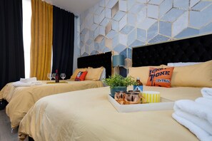 4 bedrooms, desk, WiFi, bed sheets