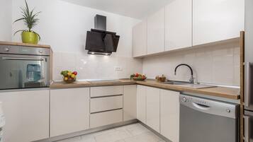 Fridge, oven, stovetop, dishwasher