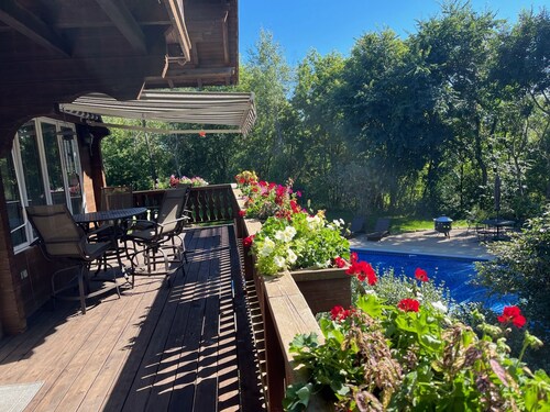 Authentic Swiss Chalet w/ private saltwater pool, sauna, grill, fire pit & more