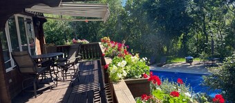 Authentic Swiss Chalet w/ private saltwater pool, sauna, grill, fire pit & more