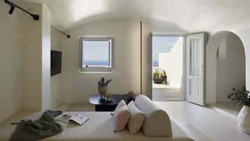 Premium Suite, Private Pool (Caldera View) | Minibar, in-room safe, desk, laptop workspace