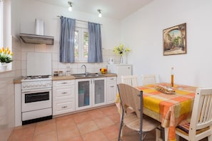 Apartment, 1 Queen Bed with Sofa bed | Private kitchen | Fridge, oven, stovetop, dishwasher