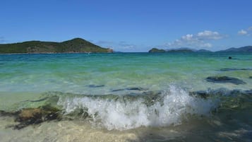 Plage à proximité, chaises longues, serviettes de plage