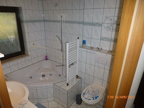 Duschwanne, Whirlpool, Haartrockner, Handtücher