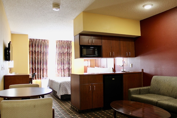 Individually furnished, desk, laptop workspace, iron/ironing board
