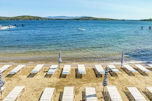 Beach nearby, sun loungers