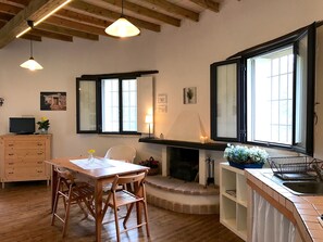 Living area | Flat-screen TV, fireplace - Masseria La Torre (Corigliano D'Otranto)