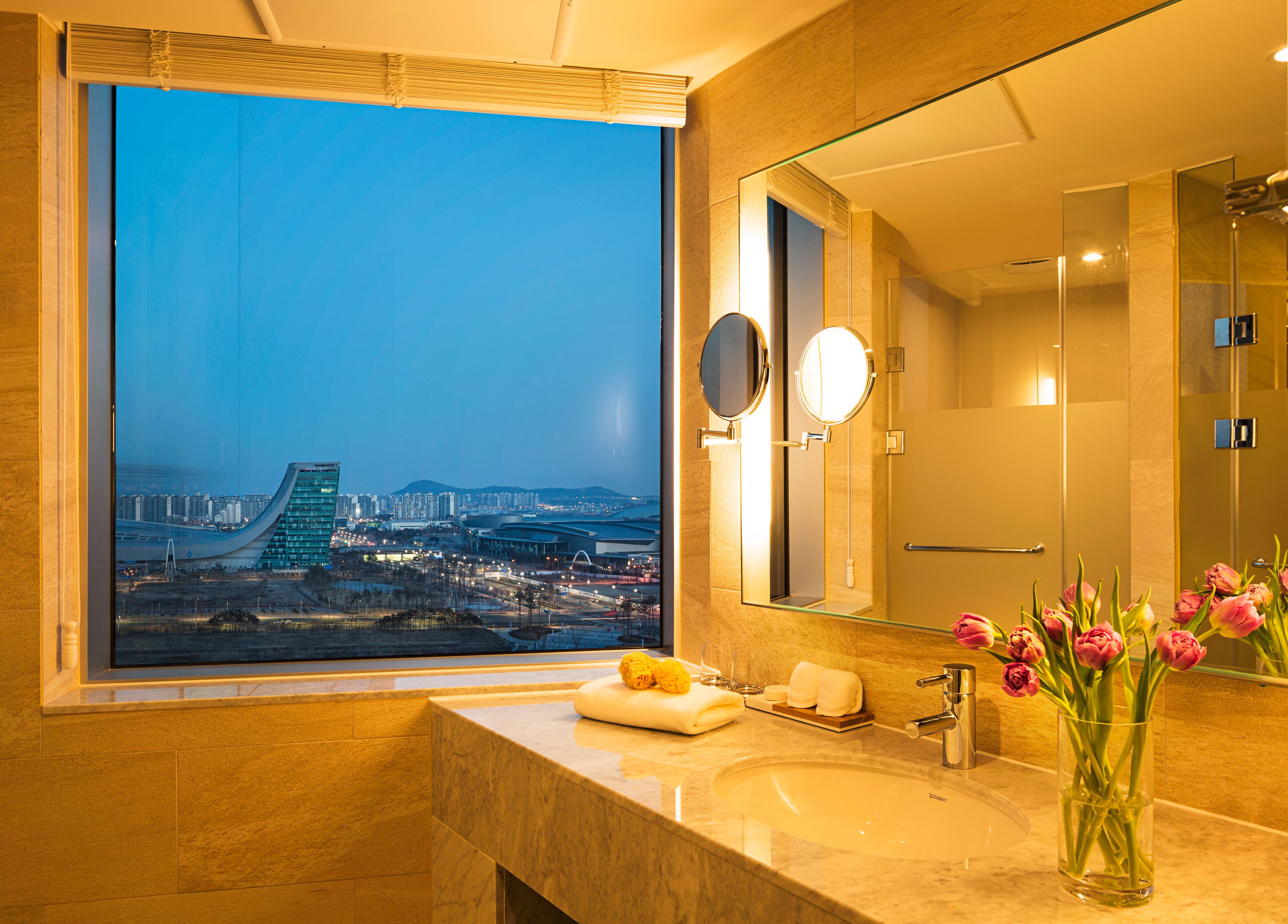 shower, hair dryer, bathrobes, slippers