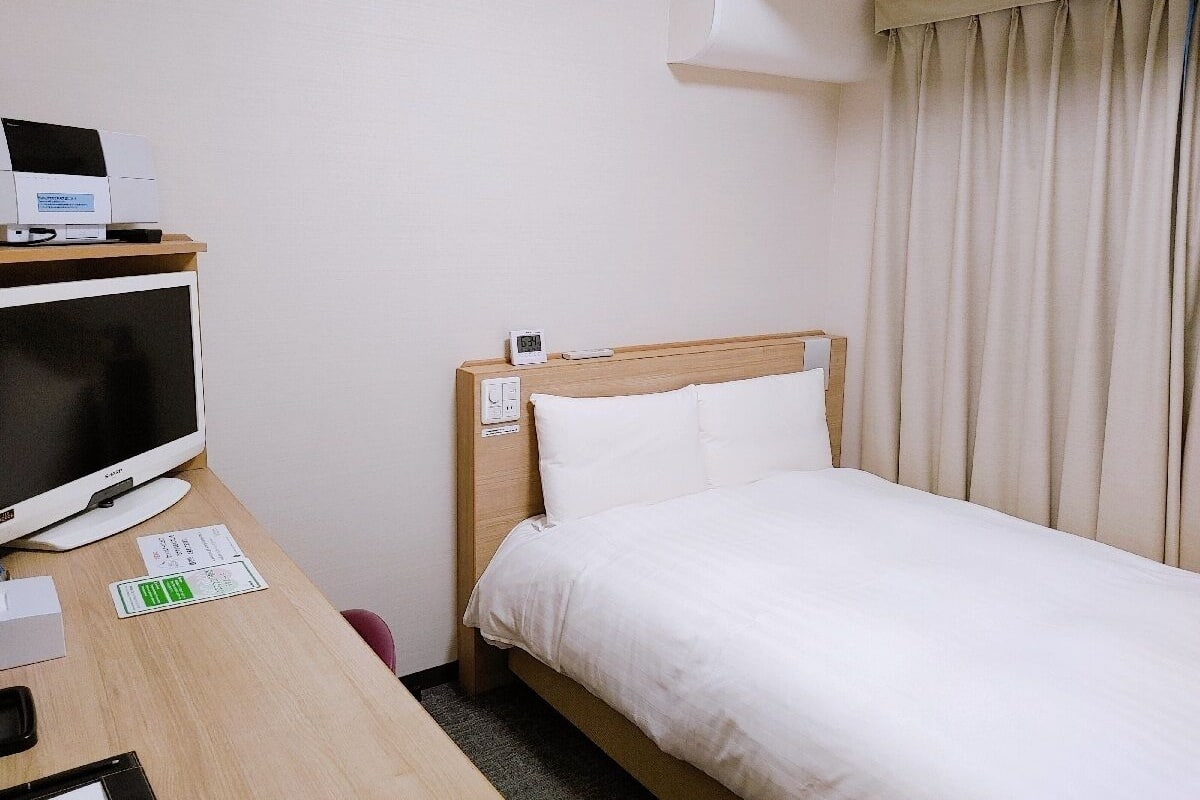 Down comforters, desk, blackout drapes, soundproofing