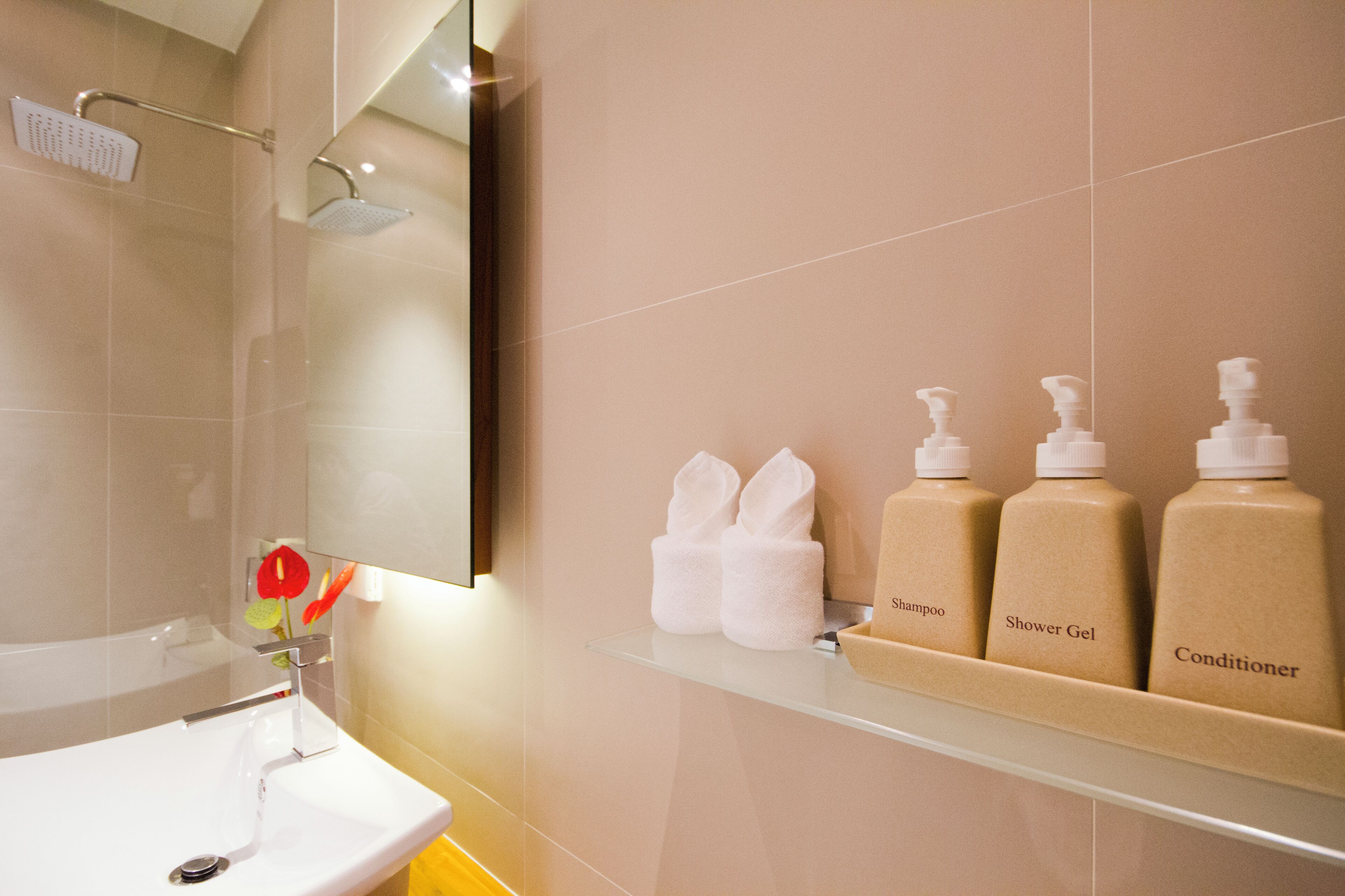 free toiletries, hair dryer, bathrobes, slippers