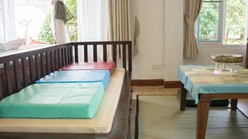 Temple View with Balcony | Living area | TV