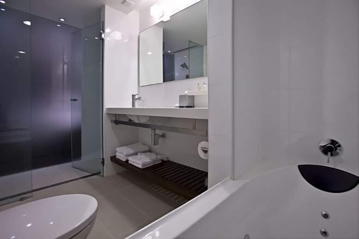 Bathroom | Shower, free toiletries, hair dryer, towels
