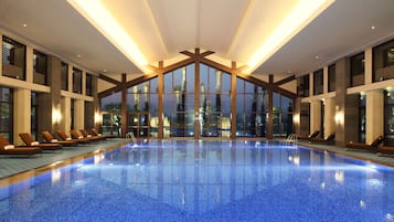 Indoor pool, open 6:30 AM to 10:30 PM, pool loungers