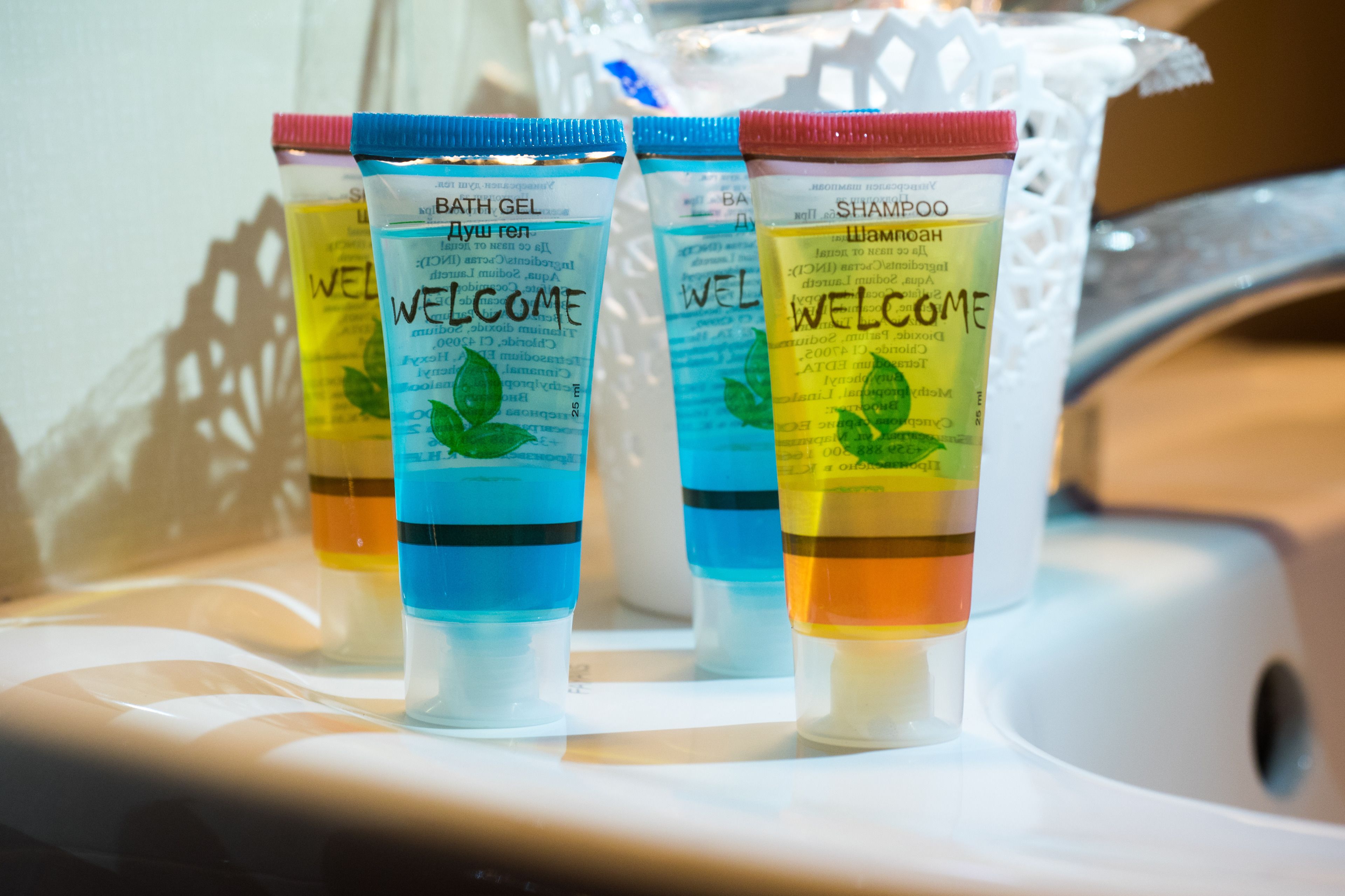 shower, free toiletries, slippers, towels