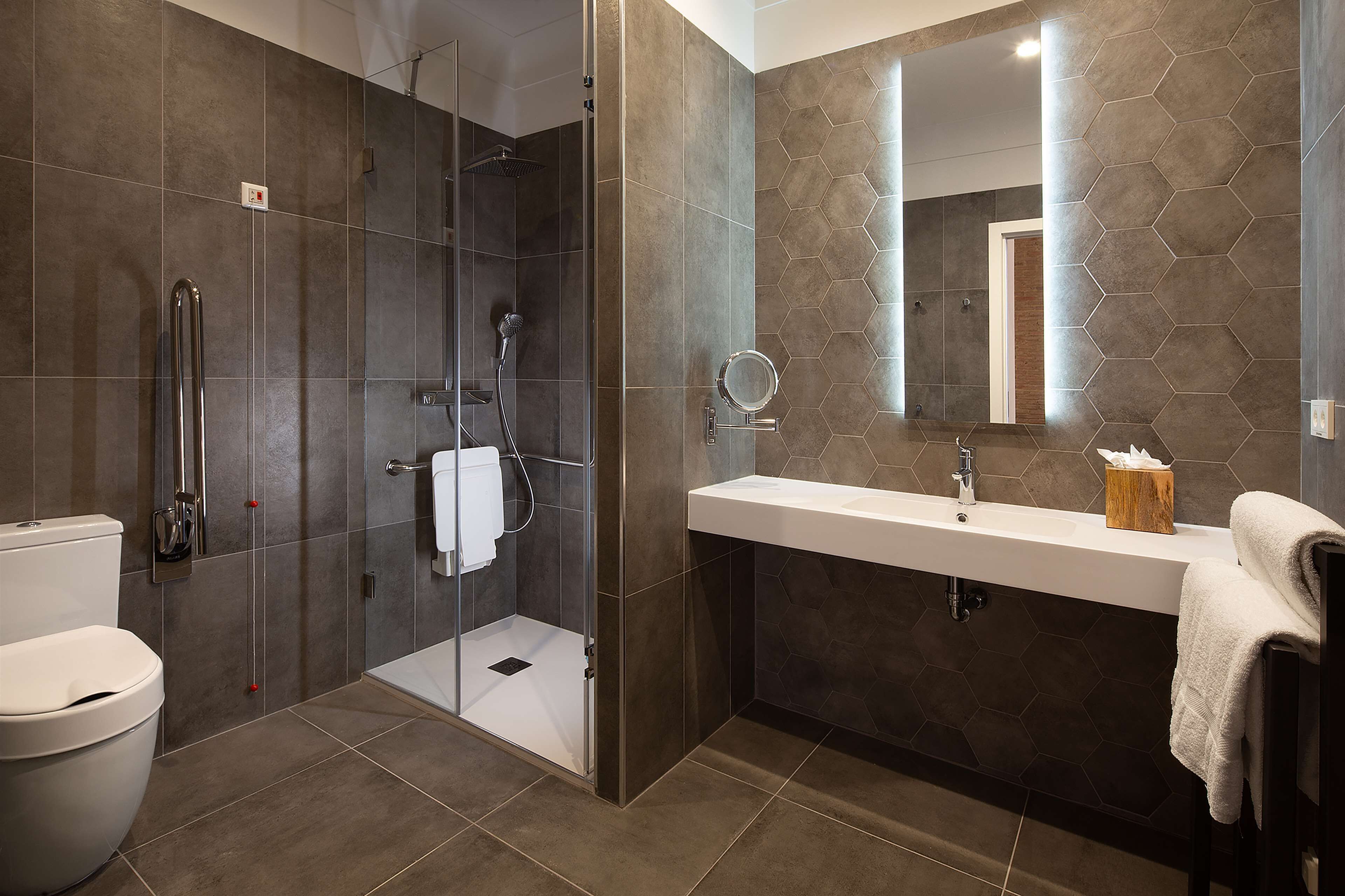 room, 1 king bed, accessible | bathroom shower