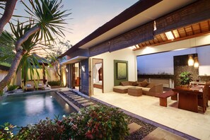 One Bedroom Deluxe Villa | Living area | 40-inch LCD TV with satellite channels, TV, DVD player - Lumbini Luxury Villas and Spa (Jimbaran)