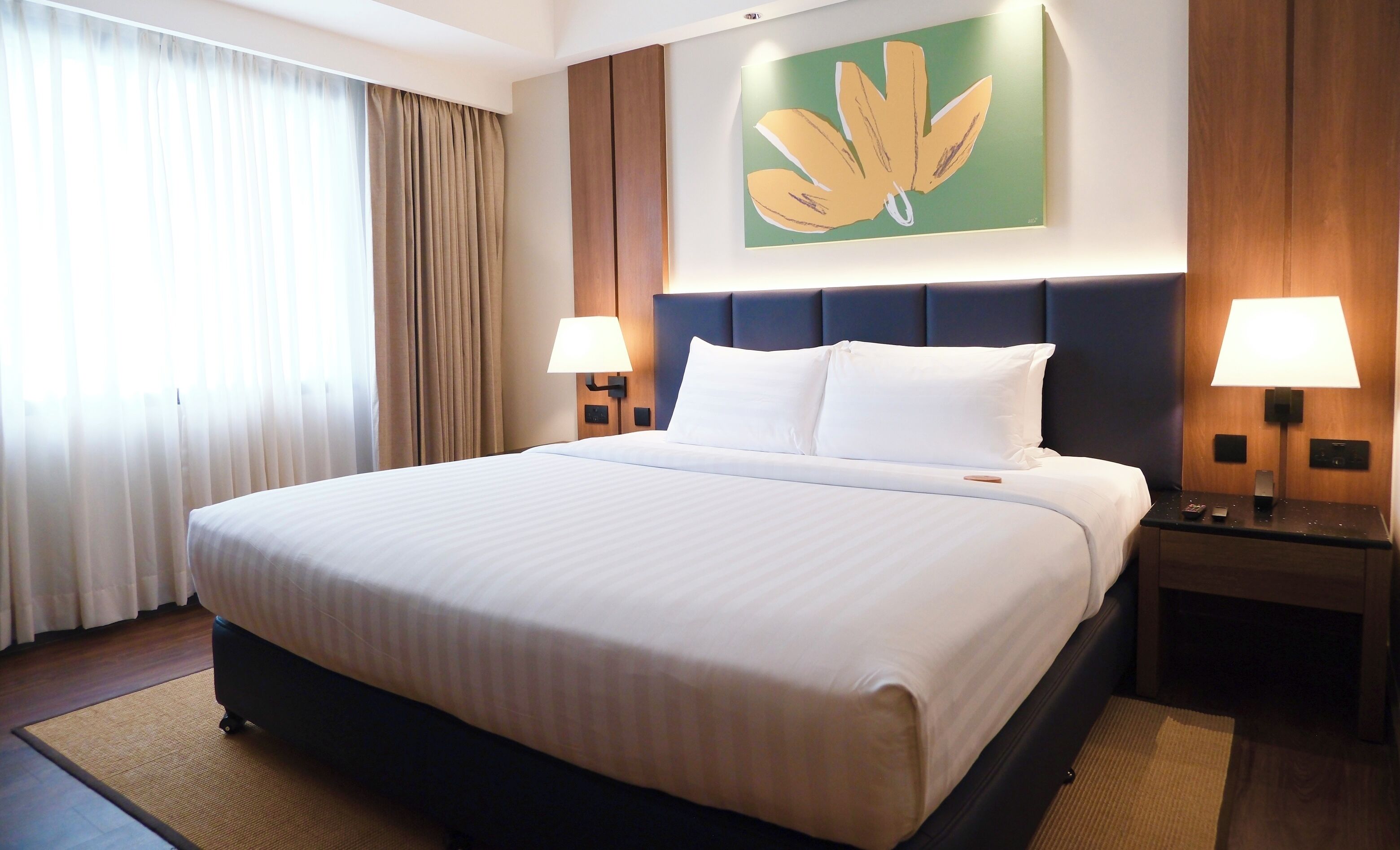 Minibar, caja fuerte, mobiliario individual y escritorio