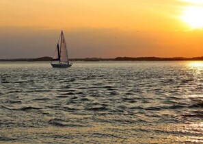 A sailboat on calm water during sunset. - Josephine's Bed & Breakfast (Hull)