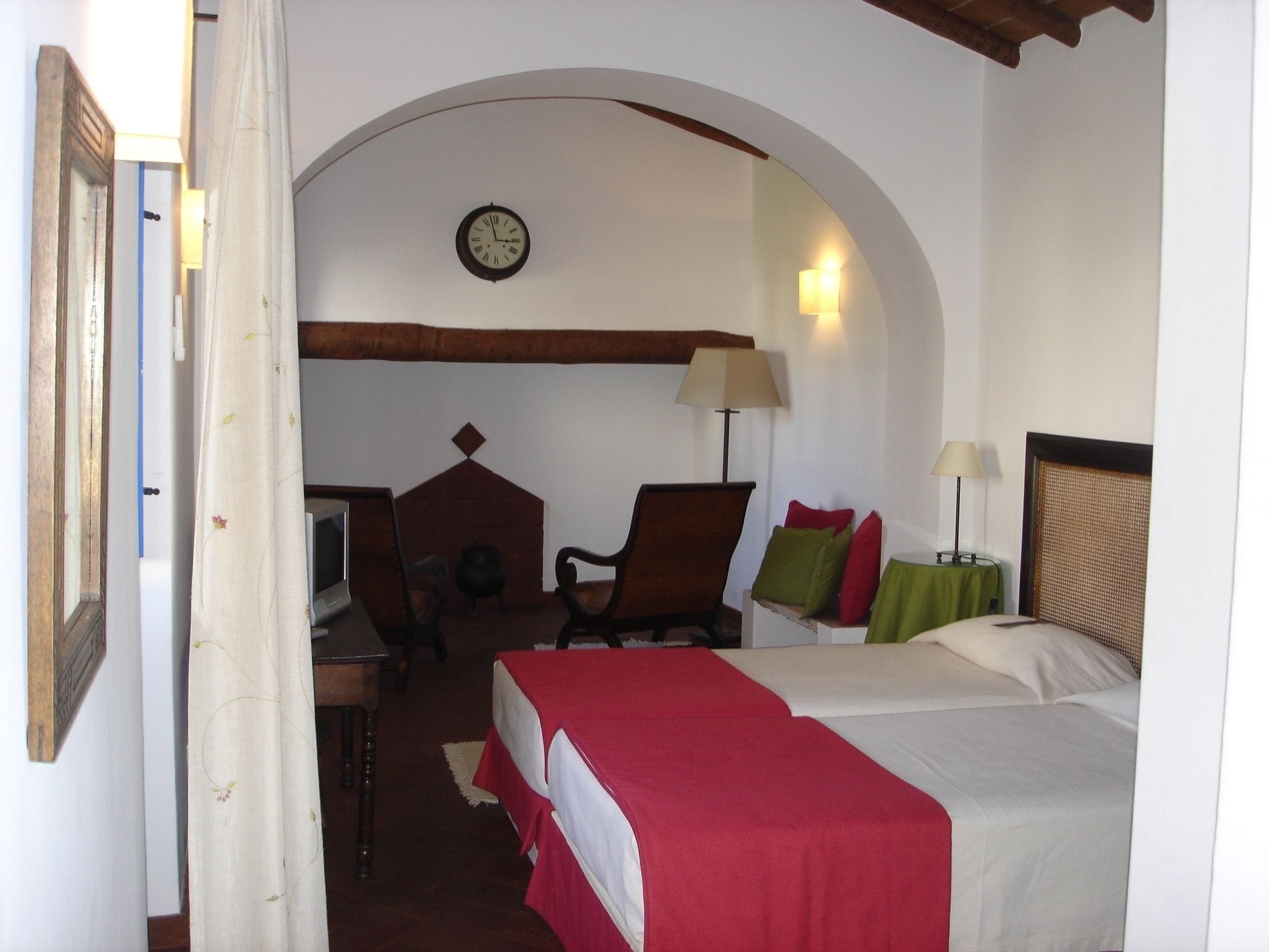 family room | premium bedding, desk, blackout curtains, iron/ironing board