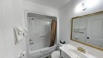Standard Double Room, 2 Double Beds, Smoking, Garden View | Bathroom | Combined shower/tub, deep soaking tub, rainfall showerhead, towels