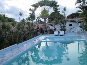 Outdoor pool, pool loungers
