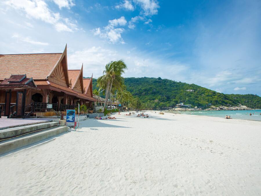 On the beach, white sand, beach shuttle, beach towels