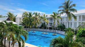 Outdoor pool, open 10:00 AM to 8:00 PM, pool umbrellas, sun loungers