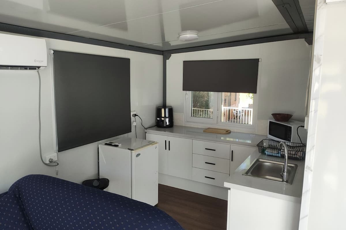 2 bedroom mount william cabin | private kitchen | fridge, microwave, coffee/tea maker, electric kettle