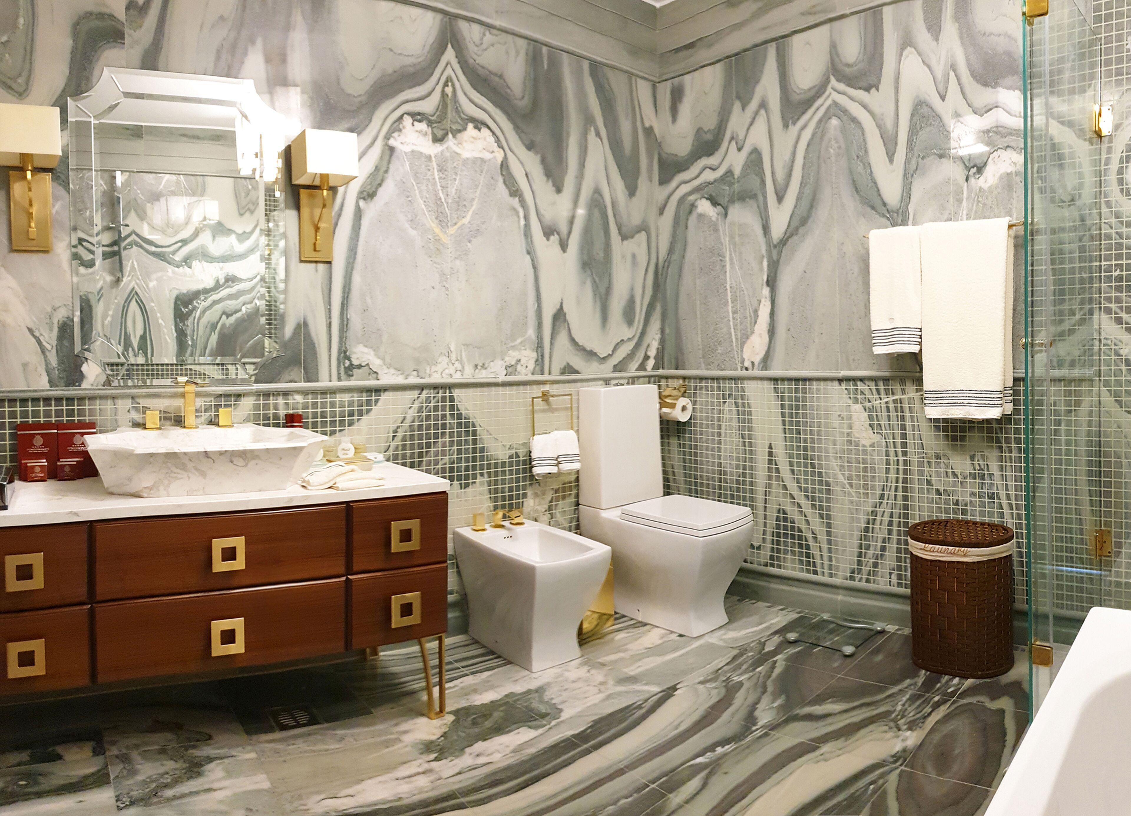 moscow suite | bathroom | designer toiletries, hair dryer, bathrobes, slippers