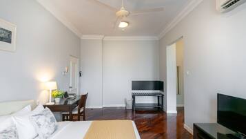 In-room safe, desk, laptop workspace, blackout curtains