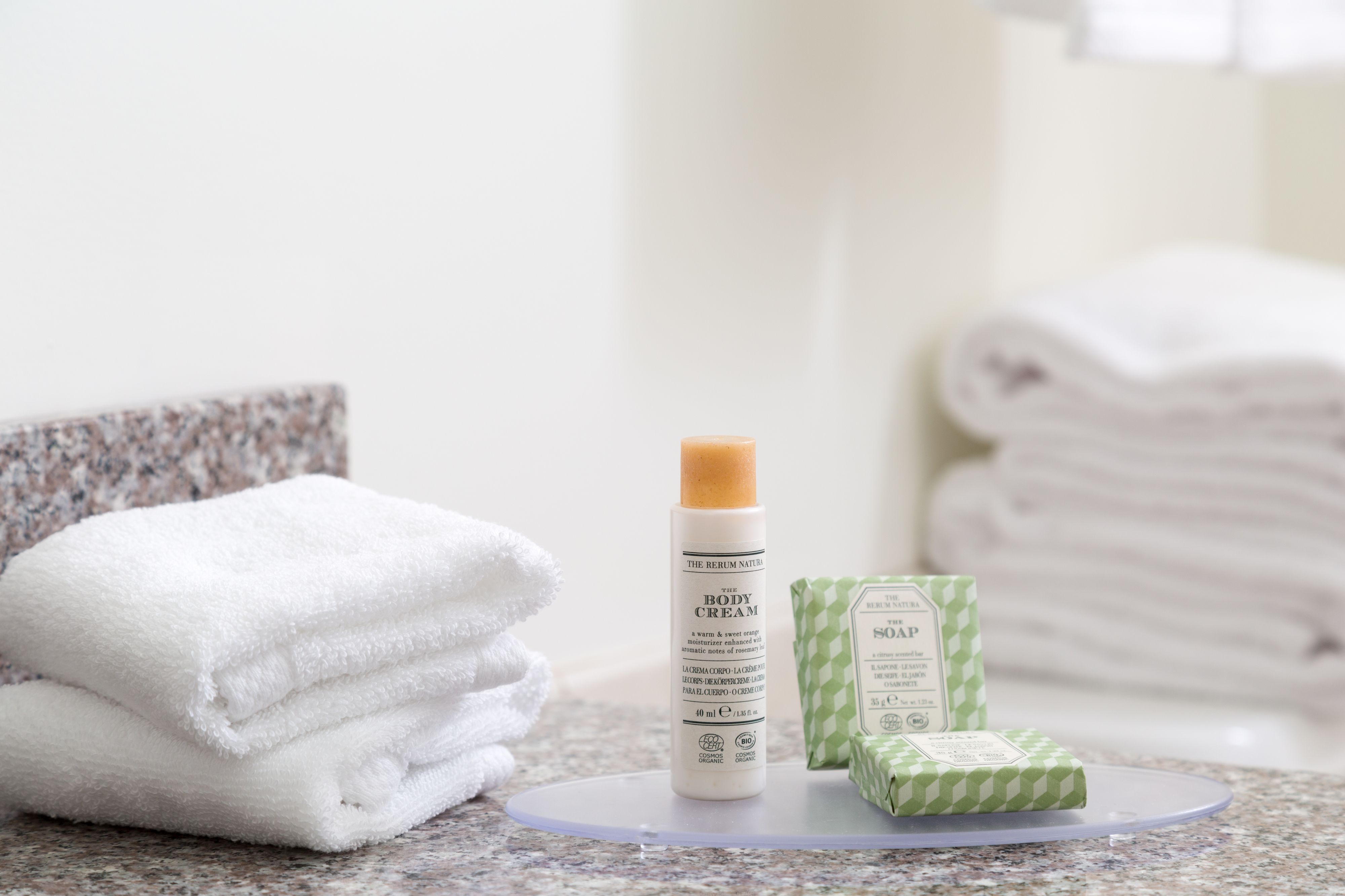 free toiletries, hair dryer, towels, soap