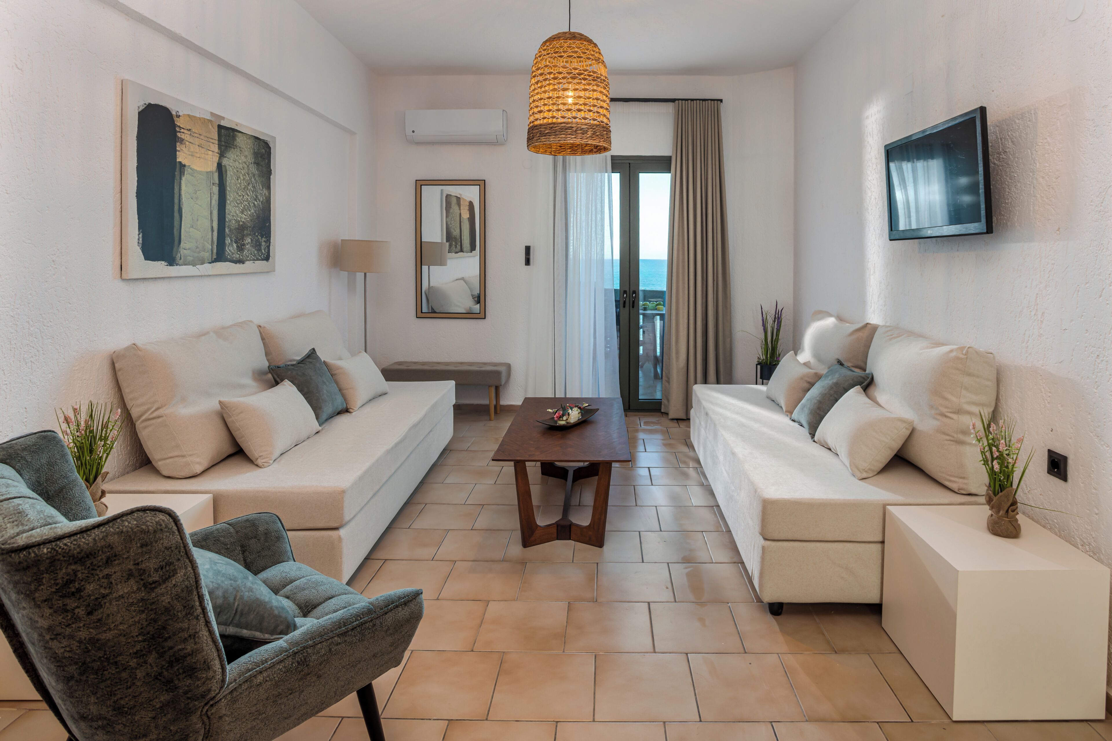 Family Apartment, 1 Bedroom, Sea View | Living area | LCD TV