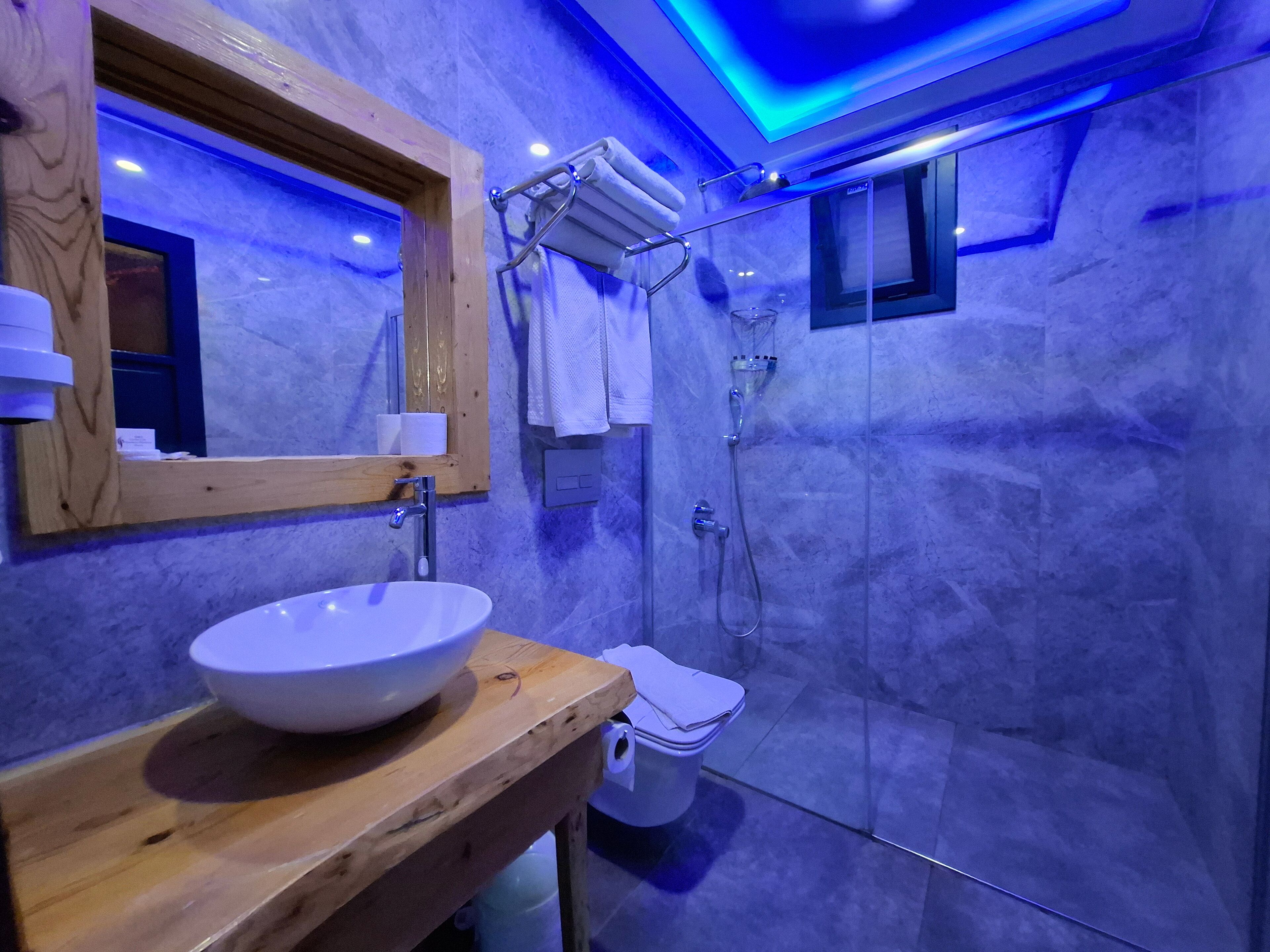 stone sea view standard room | bathroom | separate bathtub and shower, jetted bath, rainfall showerhead