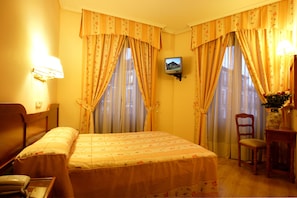 Desk, free WiFi, bed sheets