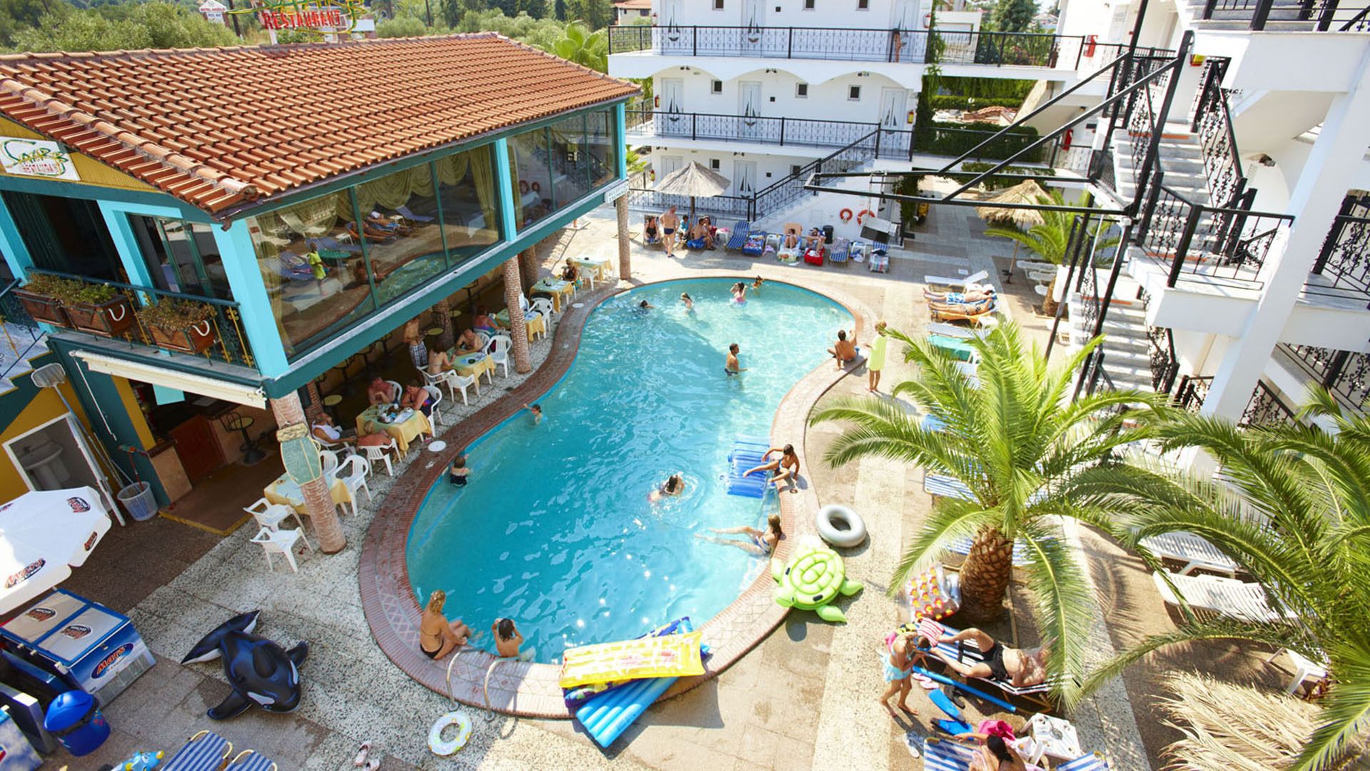Outdoor pool, pool loungers