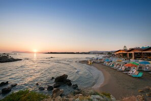 On the beach, beach towels