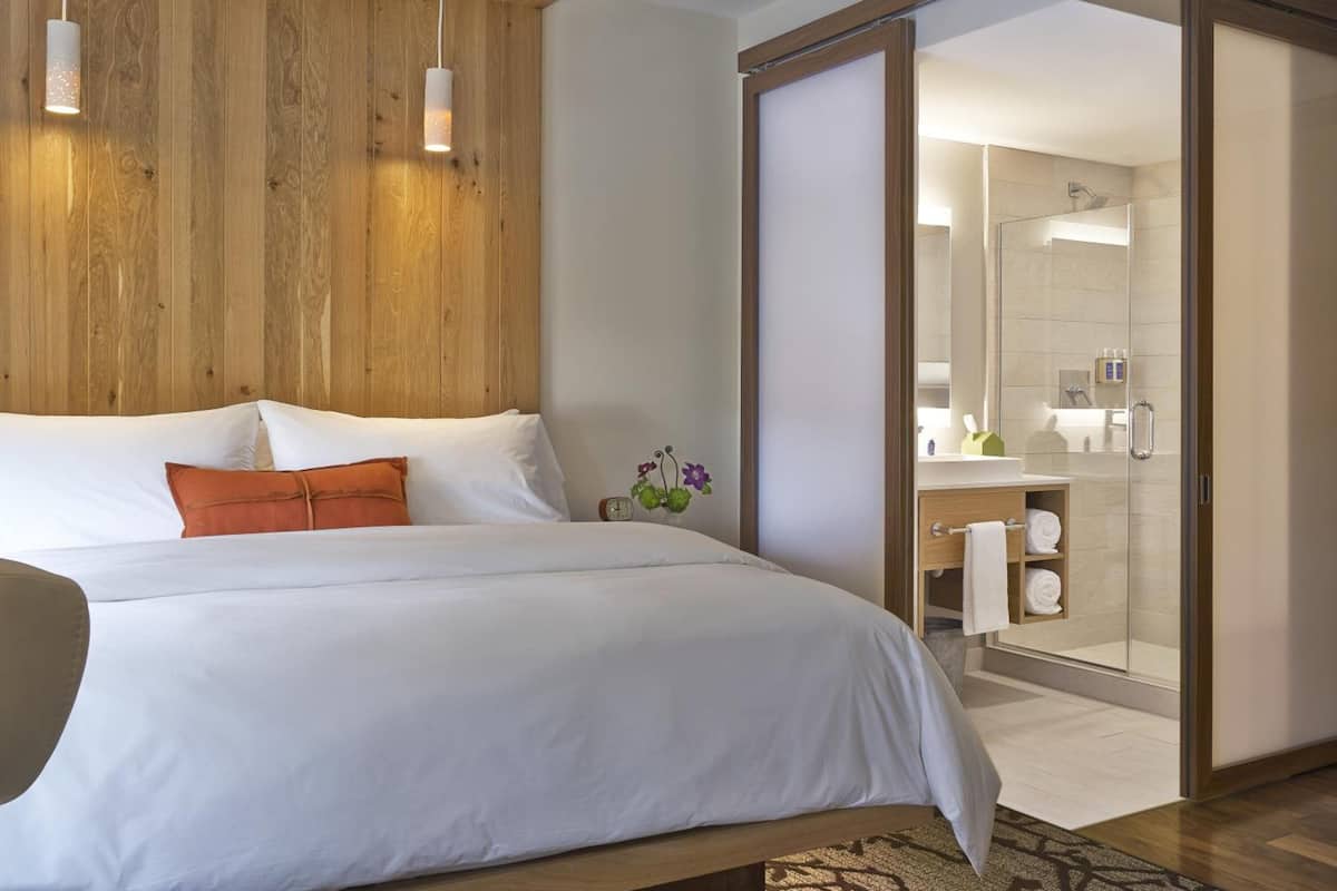 hypo-allergenic bedding, in-room safe, desk, blackout curtains