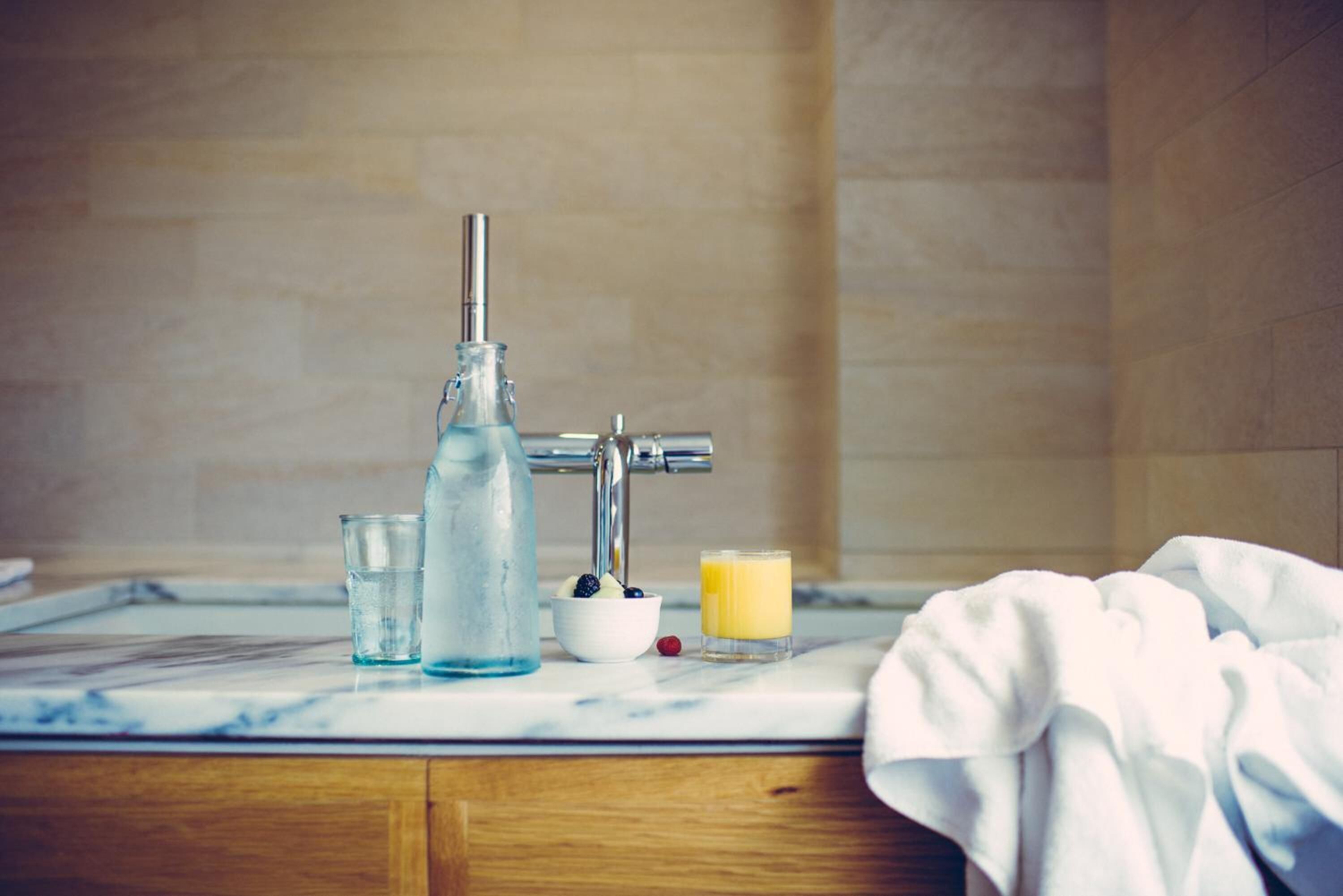 free toiletries, hair dryer, bathrobes, towels