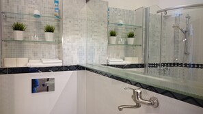 Studio Apartment | Bathroom | Shower, free toiletries, hair dryer, towels