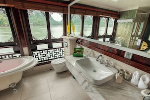 Long Quan Suite | Bathroom | Designer toiletries, hair dryer, bathrobes, slippers
