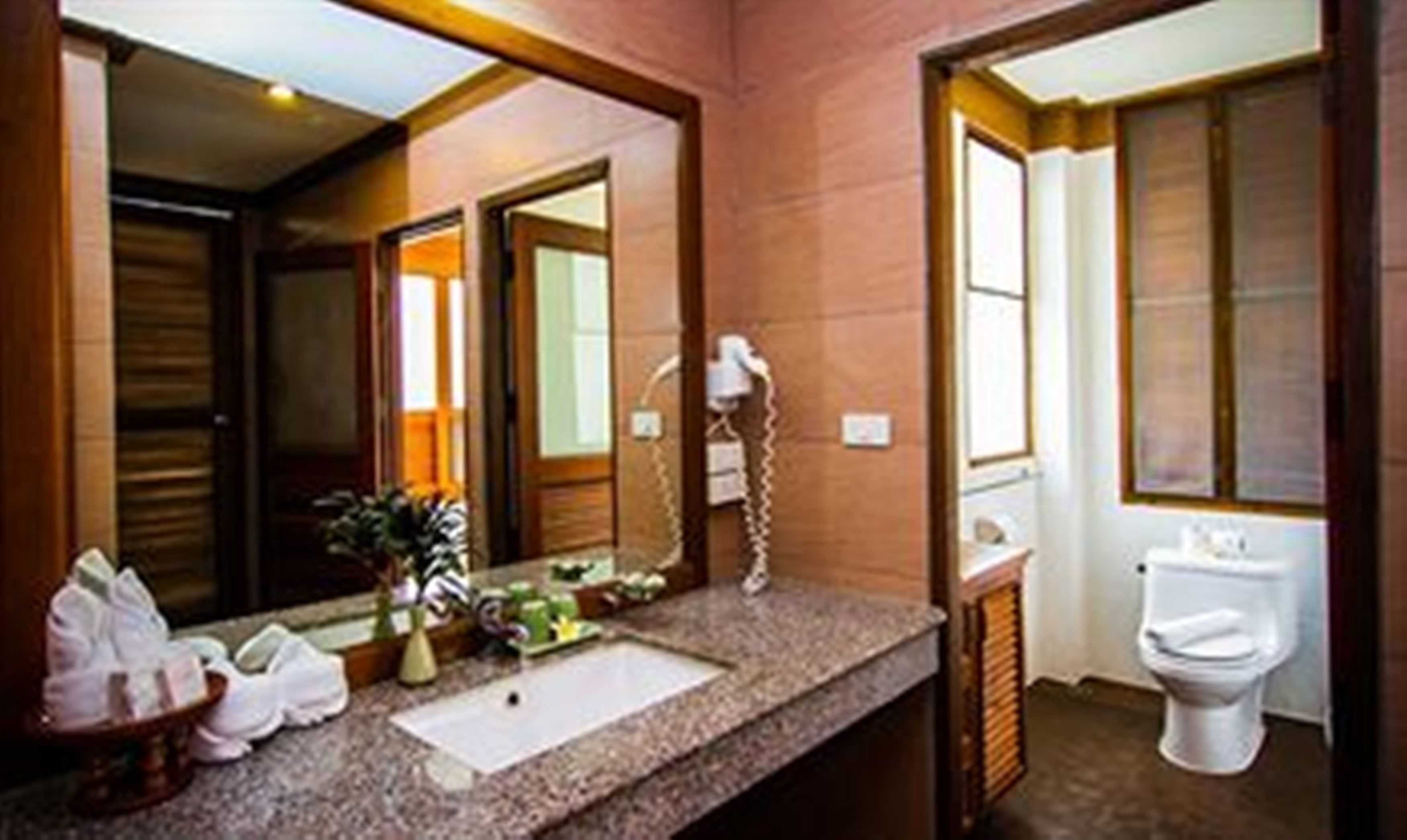 pool villa | bathroom | hair dryer, towels