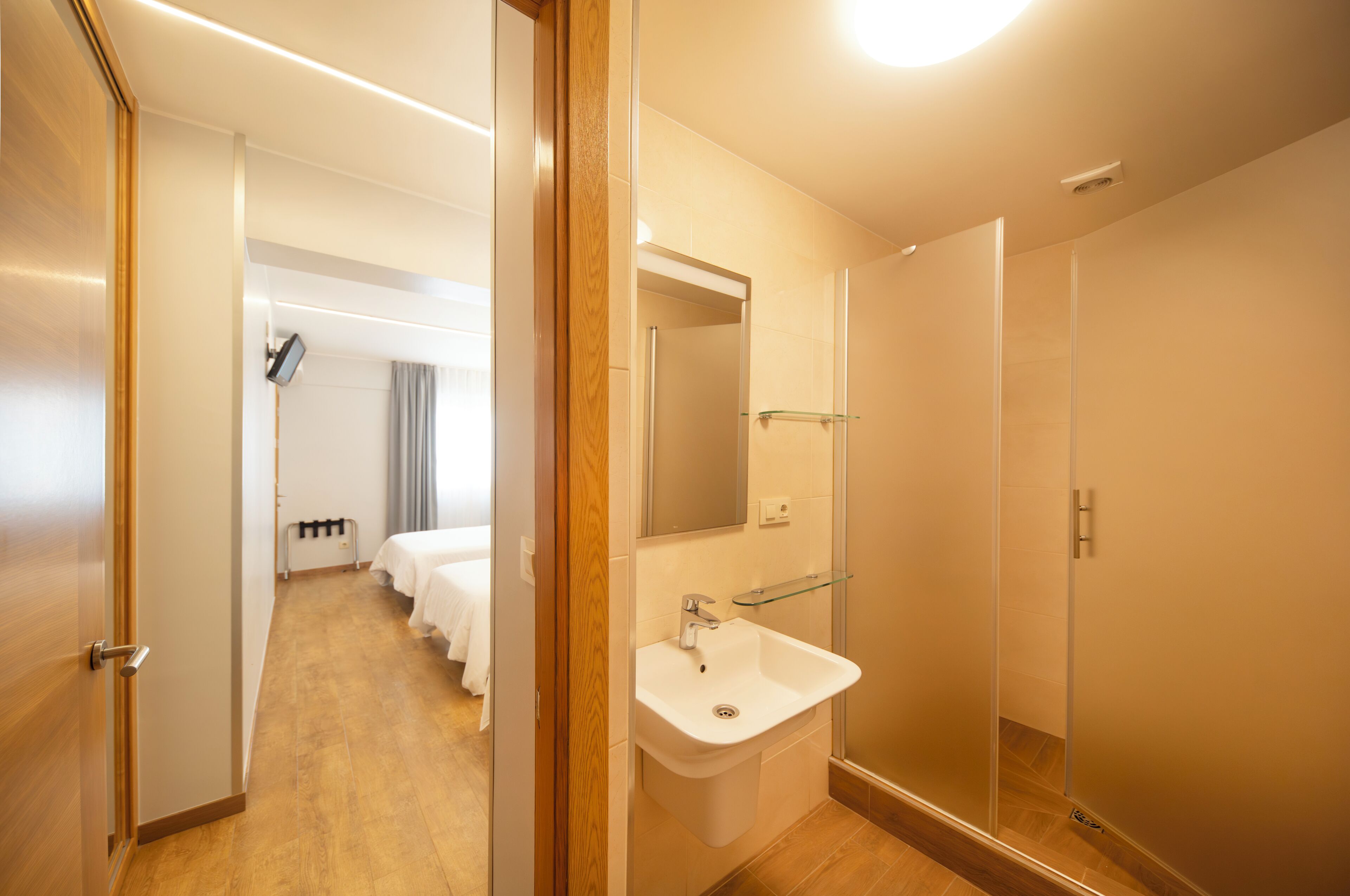 quadruple room | desk, laptop workspace, blackout curtains, iron/ironing board