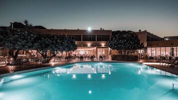 2 outdoor pools, open 8:00 AM to 6:00 PM, pool umbrellas, sun loungers