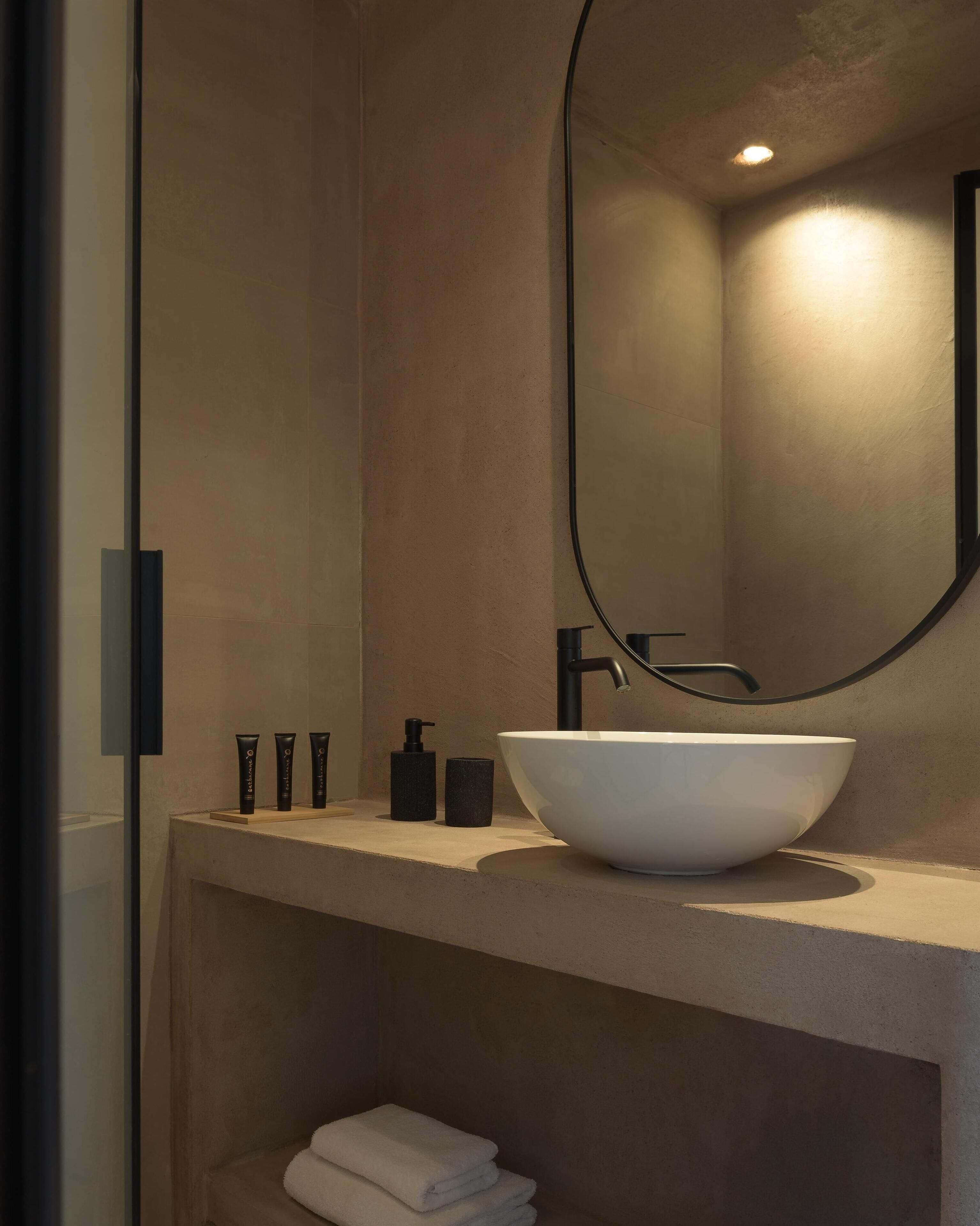 superior double or twin room with terrace | bathroom | shower, rainfall showerhead, hair dryer, towels